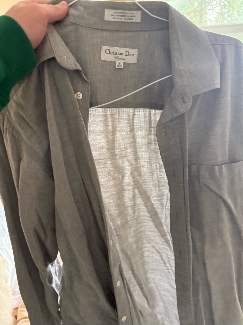 Dior Men's Lightweight Grey Button-Up Shirt